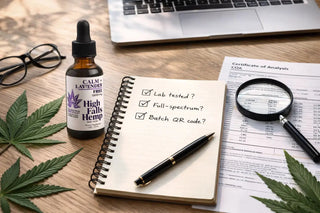 Notebook and pen on a desk with a CBD buying checklist