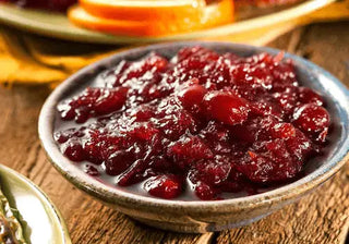 Bowl of cranberry sauce with whole cranberries
